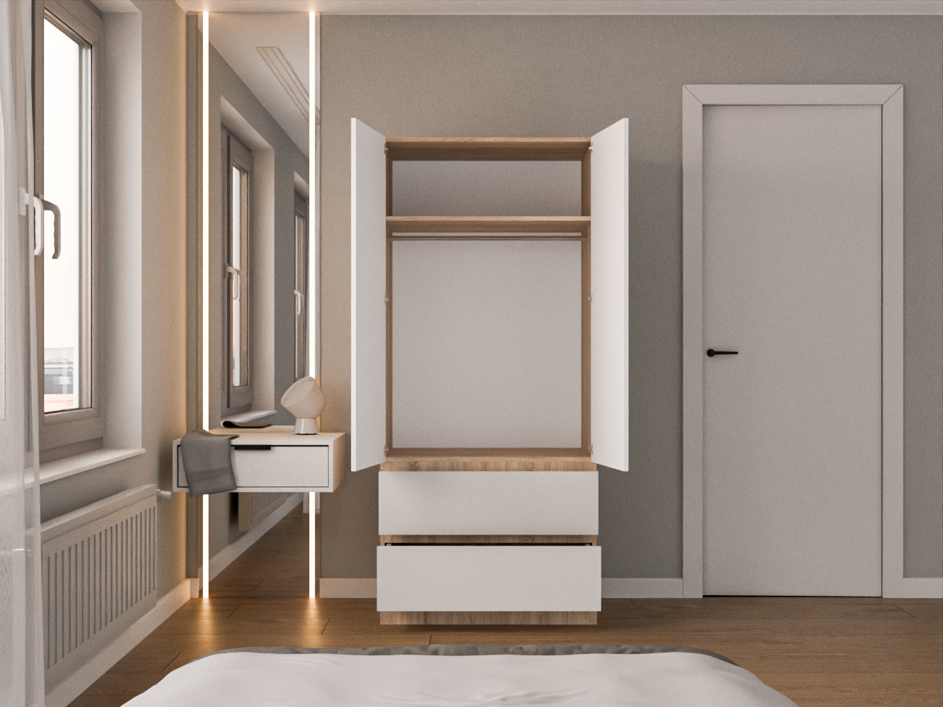 Распашной шкаф Мальм 313 oak white ИКЕА (IKEA) изображение товара