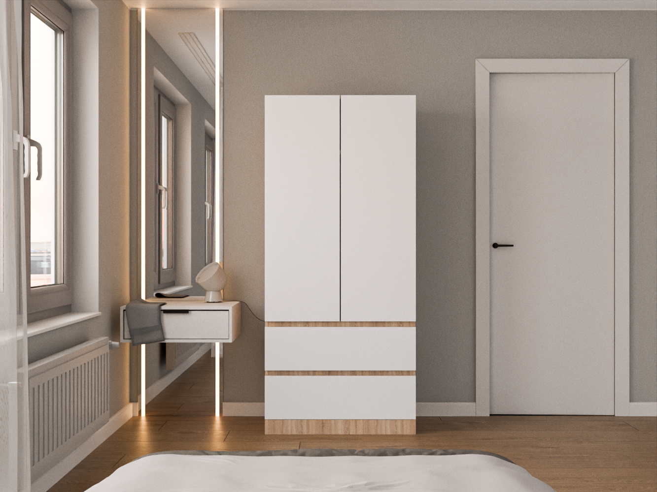 Распашной шкаф Мальм 313 oak white ИКЕА (IKEA) изображение товара